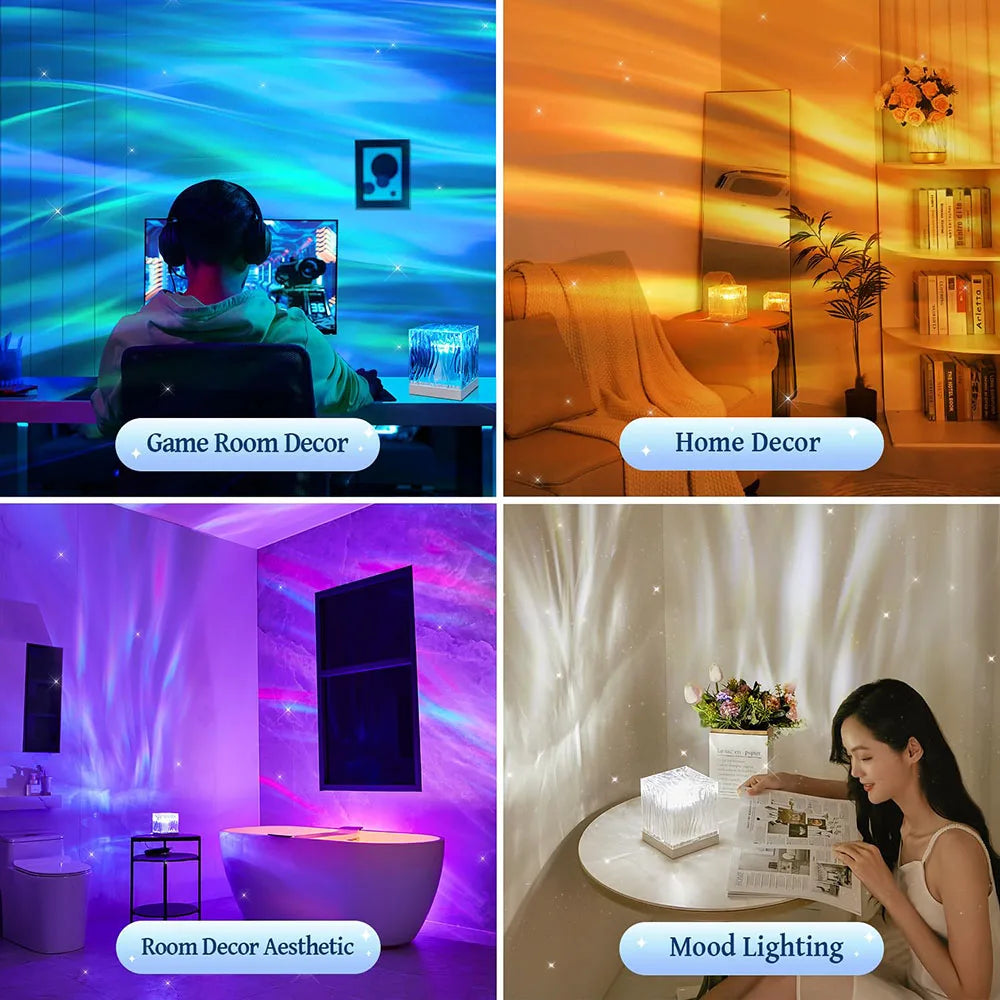 Northern Lights & Ocean Wave Projector Lamp – Ambient Party & Bedroom Atmosphere Light