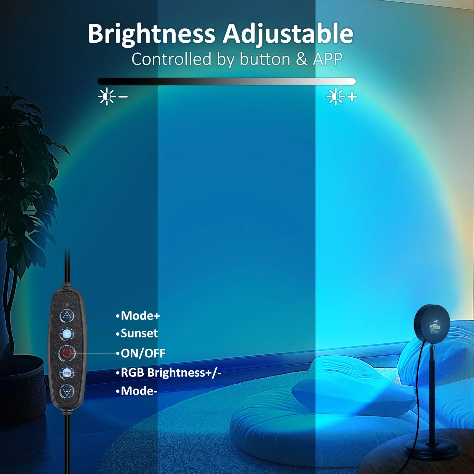 RGB Color Changing Sunset Lamp Projector - Portable LED Lights for Home, Bedroom, Parties, and Holiday Decor