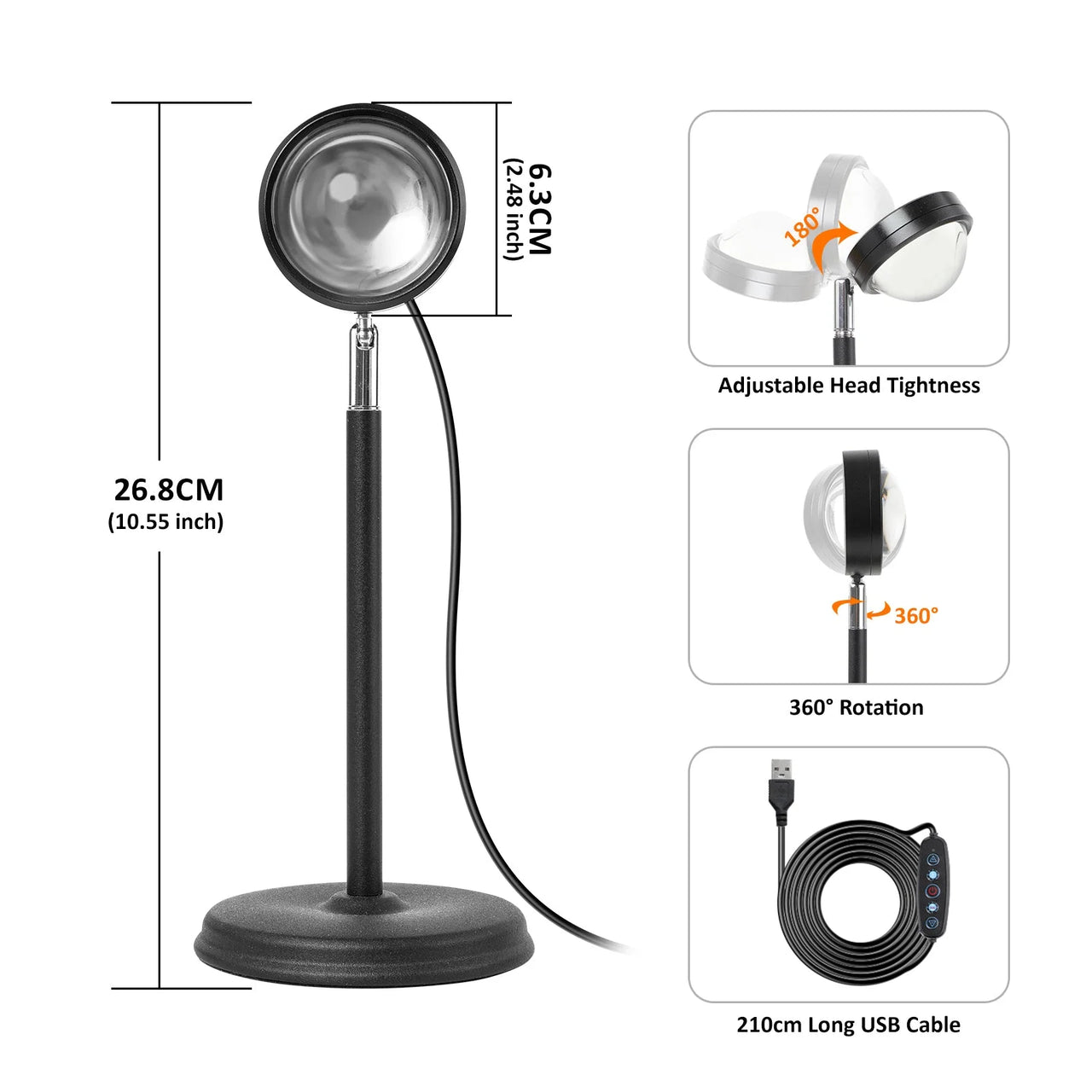 RGB Color Changing Sunset Lamp Projector - Portable LED Lights for Home, Bedroom, Parties, and Holiday Decor